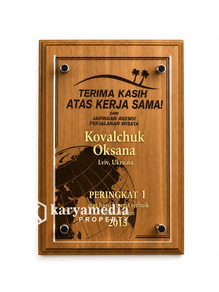 Plakat Kayu Akrilik Terima Kasih Agensi Perjalanan - Plakat Kayu Premium Karyamedia Souvenir