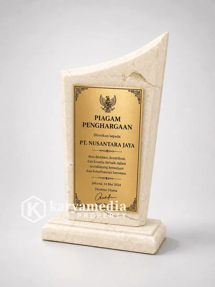Plakat Marmer Piagam Penghargaan Perusahaan - Plakat Marmer Karyamedia Souvenir