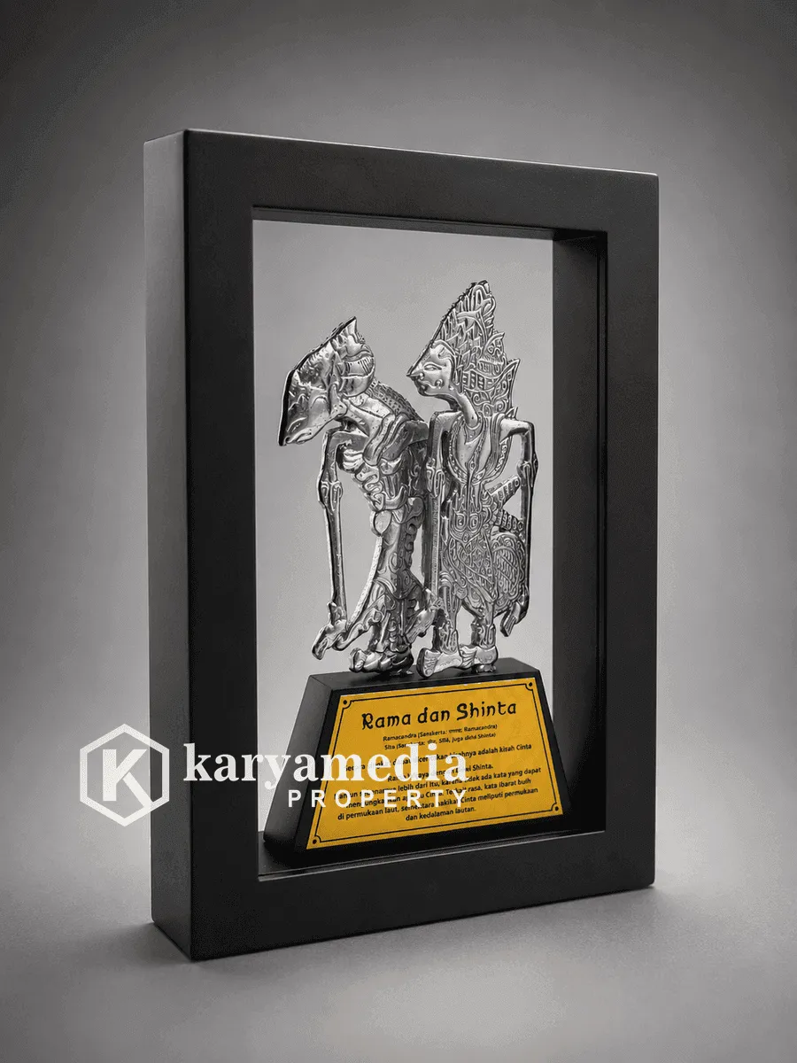 Plakat Wayang Rama dan Shinta Bingkai Hitam - Plakat Wayang Karyamedia Souvenir