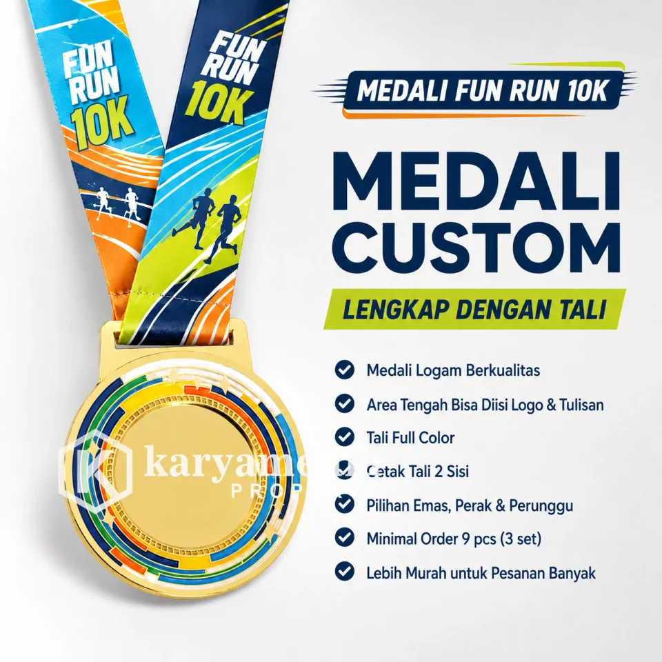 Medali Fun Run 10K - Template Medali Custom Karyamedia Souvenir