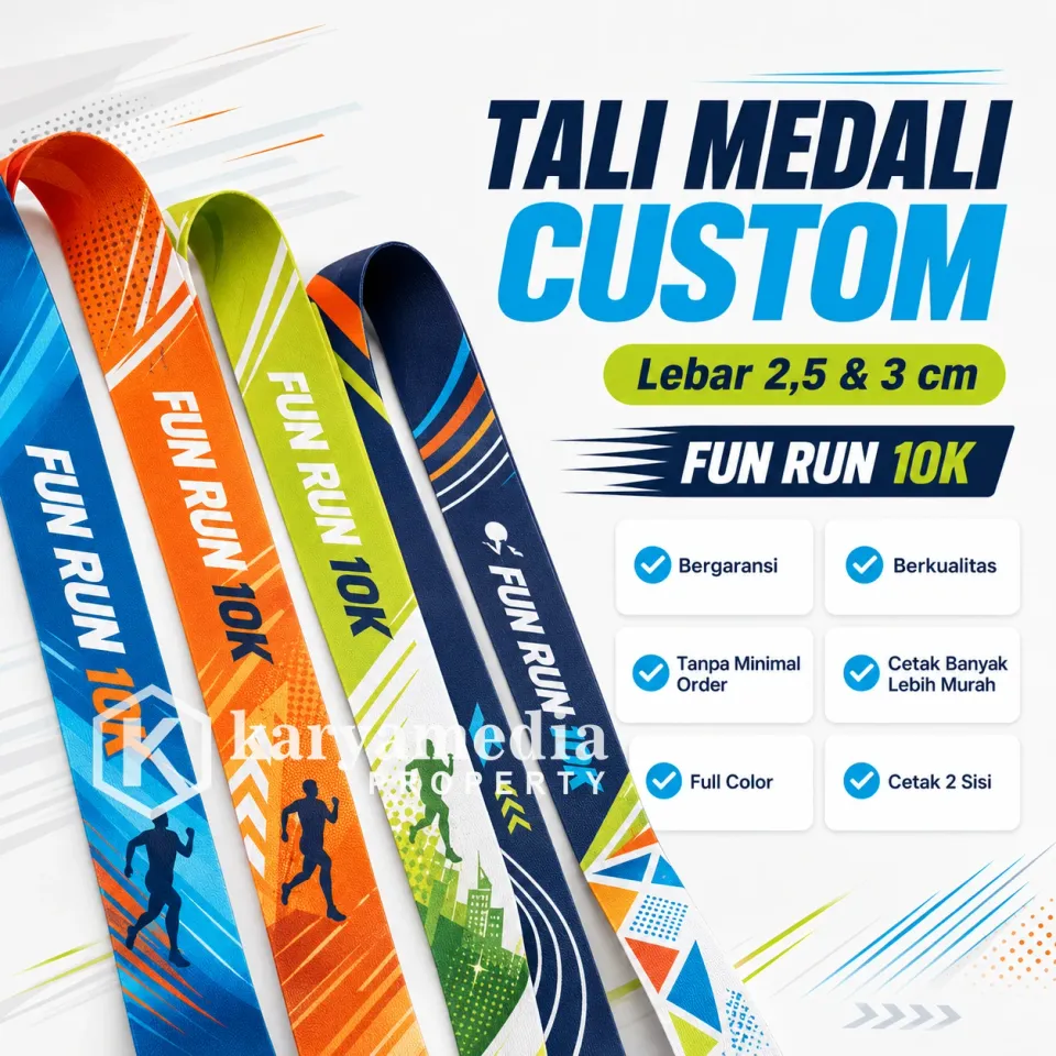 Tali Lanyard Fun Run 10K - Template Medali Custom Karyamedia Souvenir