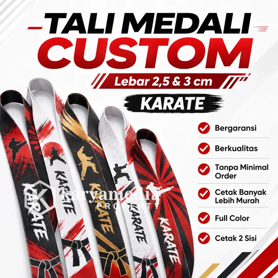 Tali Lanyard Karate - Template Medali Custom Karyamedia Souvenir