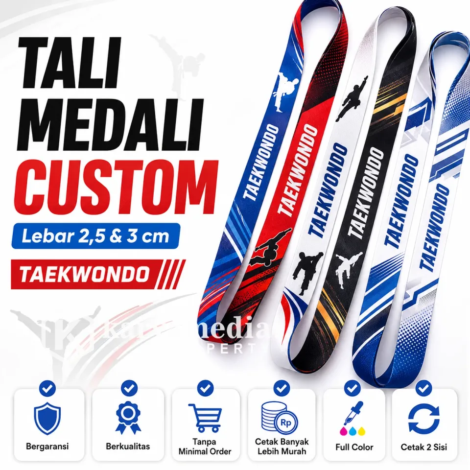 Tali Lanyard Taekwondo - Template Medali Custom Karyamedia Souvenir