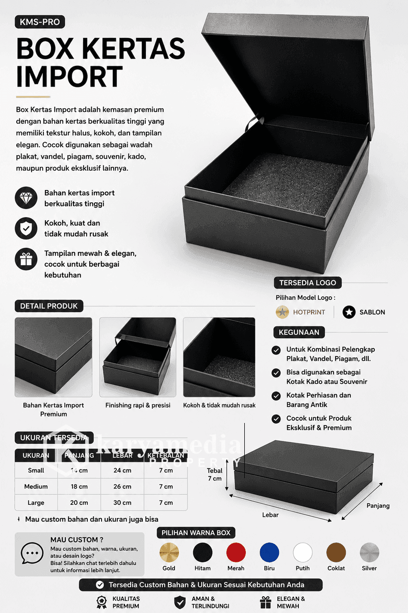 box kertas import dengan penutup magnet