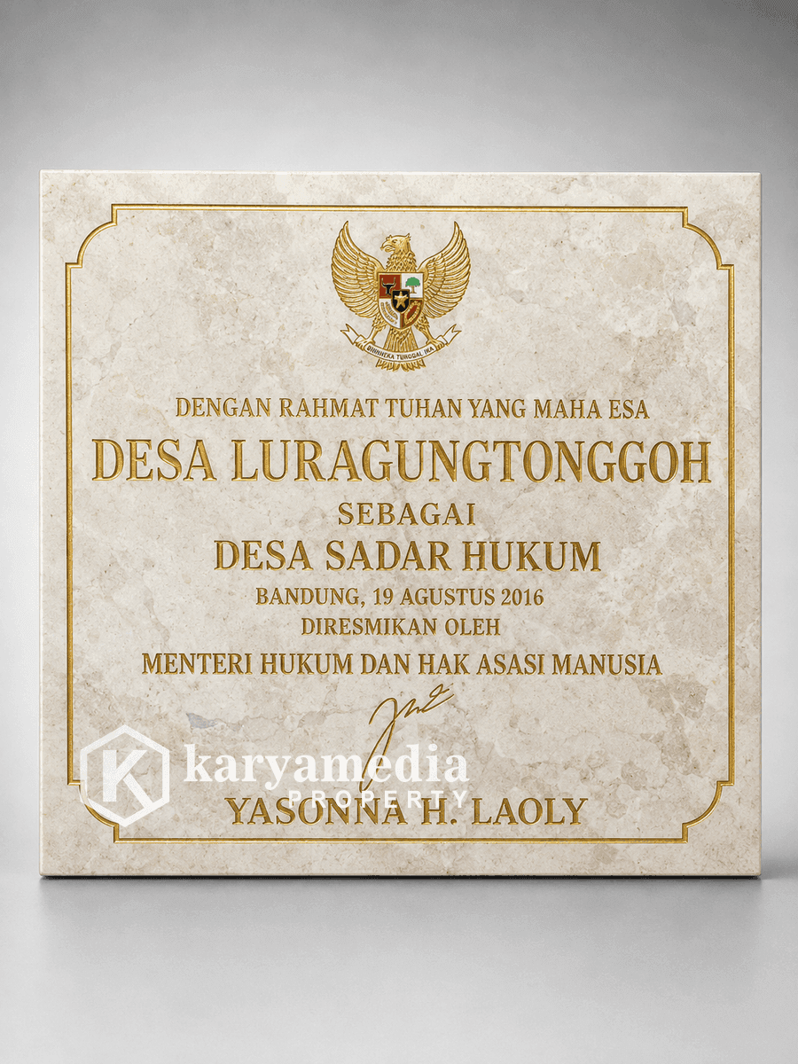 Prasasti marmer custom untuk peresmian